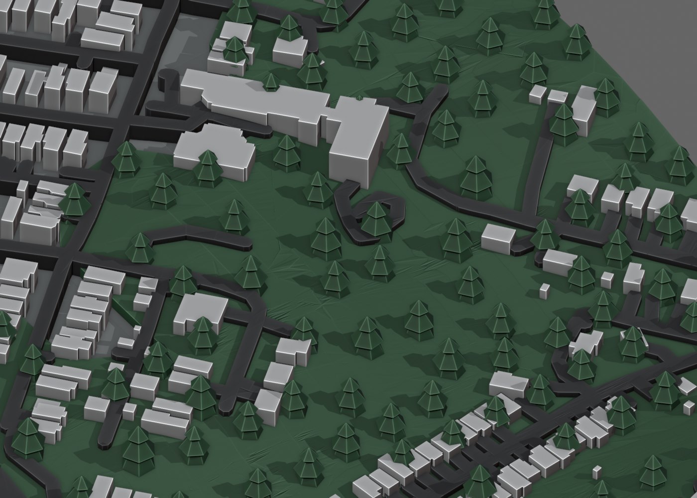 Wooded terrain and roads in Cincinnati