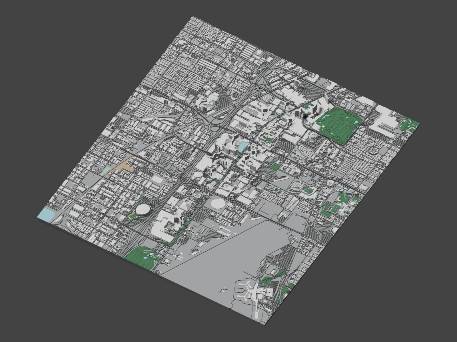 Complete Las Vegas map model rendered in Blender, showing the Strip, surrounding neighborhoods, roads, and resorts