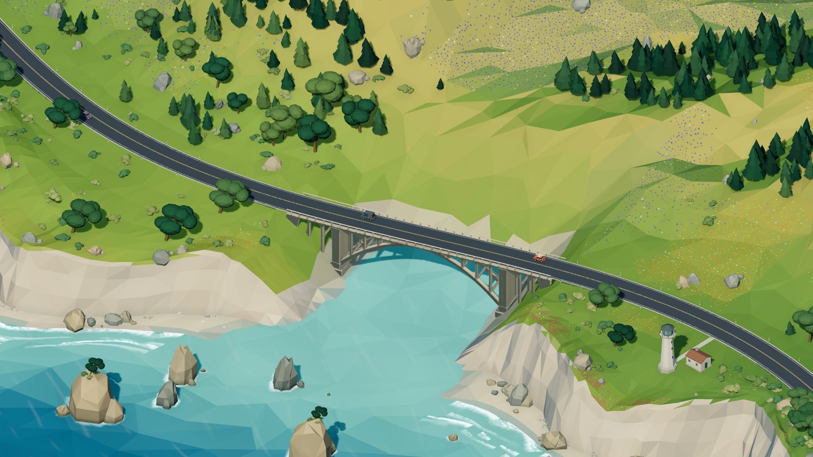 Coastal road and bridge above the Pacific